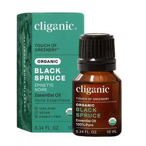 Cliganic Organic Black Spruce Aromatherapy Essential Oil - 100% Pure, Unrefined Diffuser Oil, USDA-Certified, Vegan, Centers & Grounds Emotions, Refreshes the Space