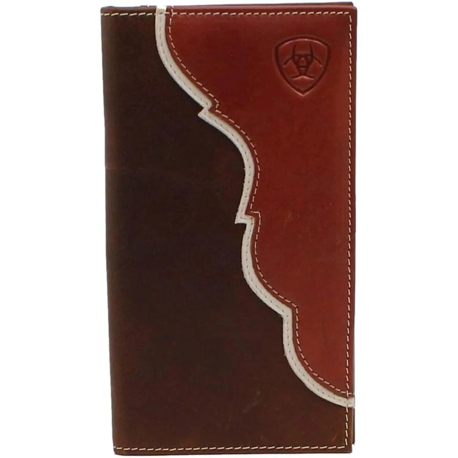 Ariat Men’s Two-Tone Leather Rodeo Wallet with Shield Concho – Style A3547708, Leather Wallets, Genuine Leather Wallet
