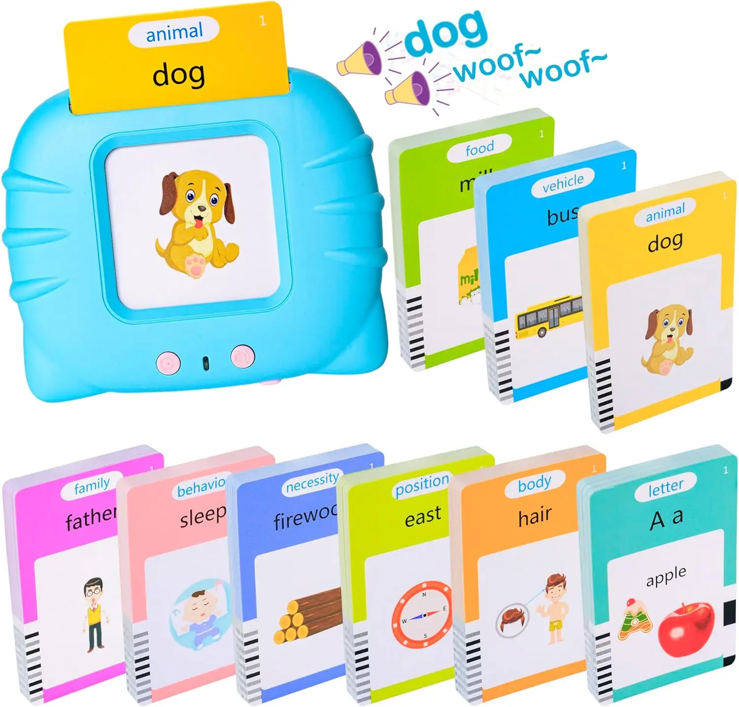 KIDGENIUS Bilingual Talking Flash Card Educational Toy Practical Kids Holiday Gift Perfect Halloween & Christmas Stocking Stuffer for Preschool Vocabulary Learning