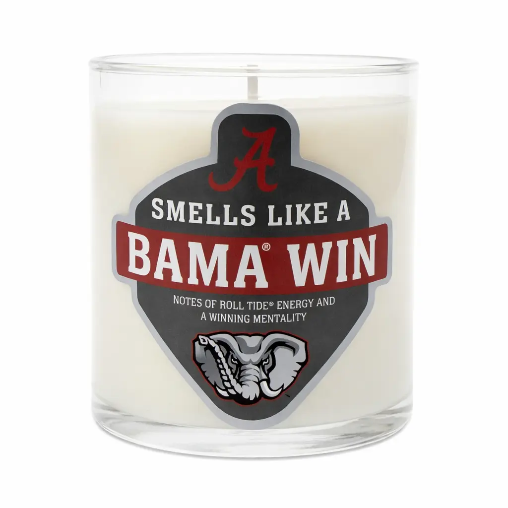 Officially Licensed University of Alabama Soy Wax Decorative Candle - Signature "Smells Like a Bama Win" Scent - Home Fragrance, Home Decor Items - Alumni & Fans Gift - Roll Tide Game Day Supply