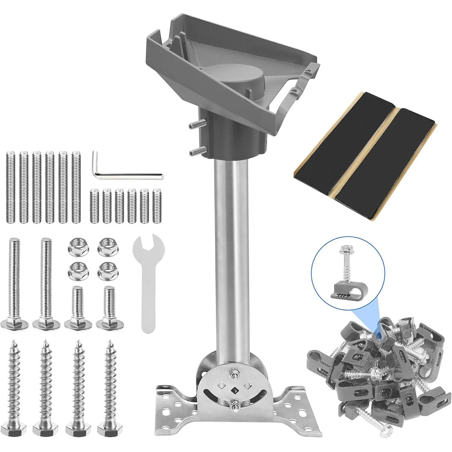 Stainless Steel Pivot Roof Mount Kit for Starlink Standard 4/ 4X/ Gen 3/ V4 Dish, with  cast Integrated  Alloy Starlink Gen 3 Pipe Adapter