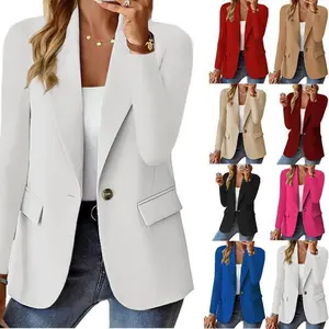 2025 Autumn Long Sleeve Solid Color Cardigan Blazer Women's Jacket Suit Womenswear