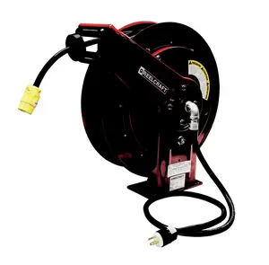 REELCRAFT L 70100 123 3 12 AWG / 3 Cond  x 100ft, 15 AMP, Single Outlet Cord Reel, With Cord