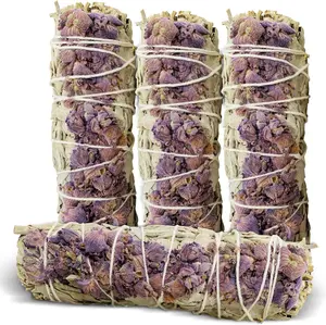 Lavender with White Sage - Bholi Sage Plus Sage Incense Sticks for Cleansing Negative Energy, Sage Sticks for House Cleansing - Lavender with White Sage Smudge Sticks Pack of 4