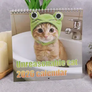 2026 Unreasonably Cute Cat Wall Calendar, Spiral Bound Monthly Planner for Kitchen & Office Use, High-Quality Bookstore Quality Design, Desk Calendar