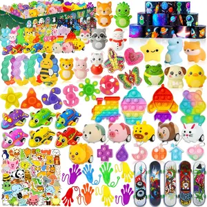125 Pcs Party Favors Fidget Toys Pack, Randomly Selected Pop Sensory Set Gifts Stickers for Kids Adults Boy Girl Stocking Stuffers Autistic Bulk Goodie Bag Filler Treasure Box Classroom Prizes School