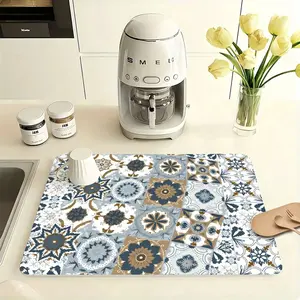 Multi-Functional Table Mat, Vintage Plaid Print Rubber Coaster, Easy Clean, Water Absorbent, Non-Slip, Durable, Ideal for Kitchen and Bedroom