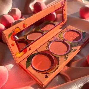 Peachy Pollita Trio Palette Cream Blush Powder Blush and Highlighter Makeup Set with Adorable Peach Design