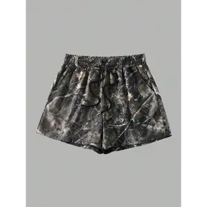 Charm Studio Women's Plain & Camo Print Shorts, Casual Comfy Breathable Shorts for Summer,  Casual Pocket Shorts Fabric Light Lightweight