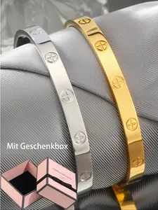 Luxurious Gold Plated Stainless Steel Bracelet, Stackable Bracelets, Minimalist Style, Elegant Jewelry for Men and Women, Gift Box Included, Perfect Gift Idea