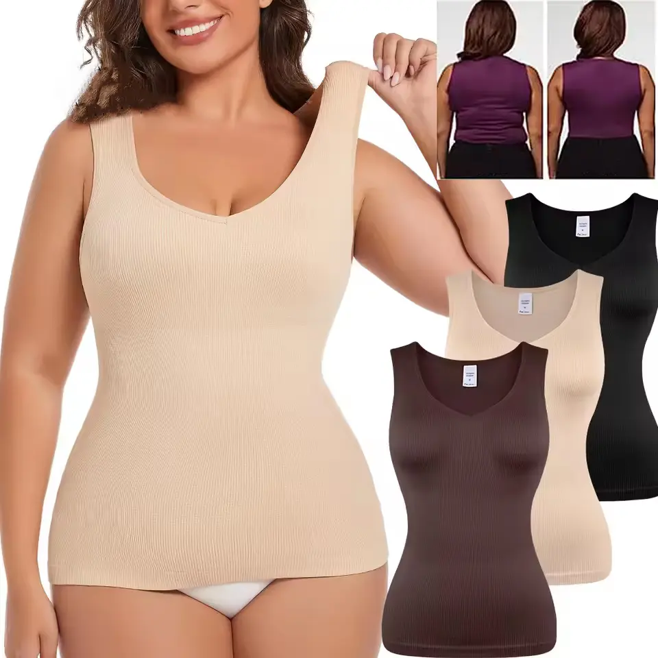 Shapewear Camisole for Women, Seamless Tummy Control V-Neck Tank Top with Adjustable Straps for Body Contouring and Waist Training, Skirt, Basic, Abdomen Shapewear, Minimalist, Sports, Tummy Slimming
