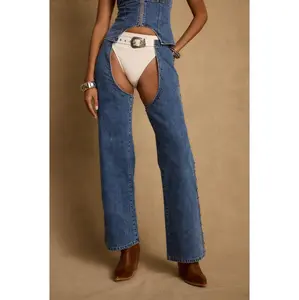 12th Tribe Revelry Studded Denim Chaps, Corset-Matching Jean-Style Women's Bottom
