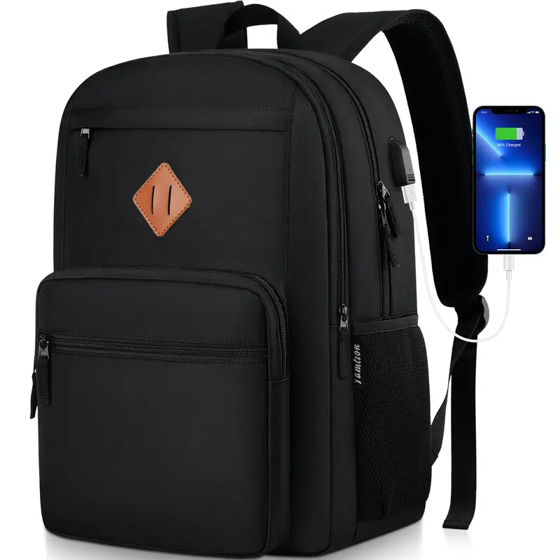 Poude 15.6 Inch Laptop Backpack, Large Capacity Backpack with USB Charging  Port & Headphone Jack, Water Resistant Anti-theft Bookbag for Teens,  College Students, Adults, School, Work, Business Travel & Daily Commute -