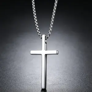 Minimalist cross necklace for men & women, sleek polished pendant with durable box chain, edgy streetwear vibe, perfect for everyday layering, parties, or casual outings! Unisex hypoallergenic accessory, great gift for friends, family, or yourself!