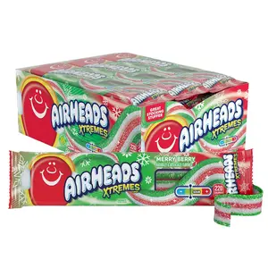 Airheads Xtremes Sweetly Sour Holiday Merry Berry Flavored Candy Belts 2oz Pack of 18 USA Made Shareable Bulk Box Non-Melting Tree Nut Peanut Free Perfect for Gifts Stocking Stuffers