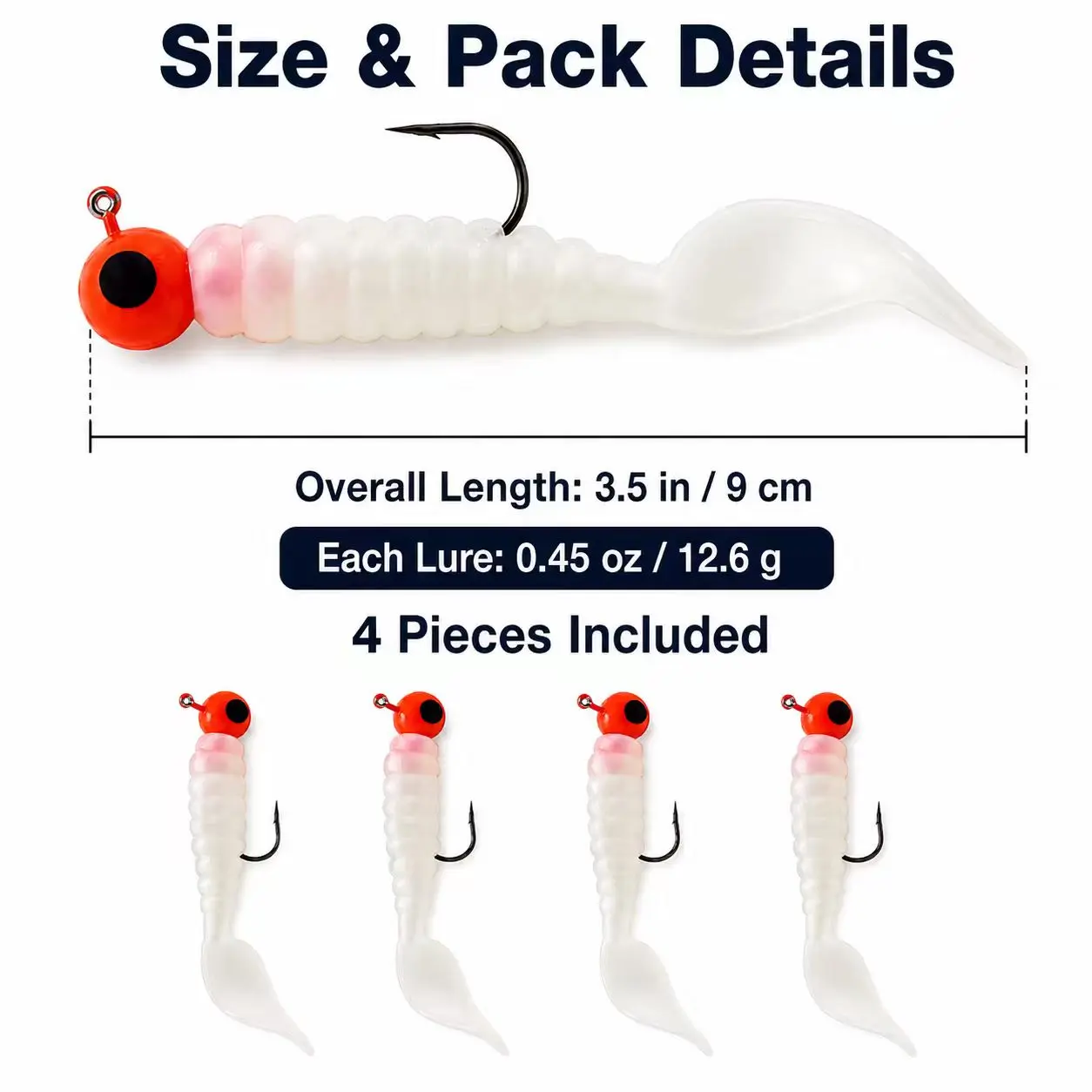 4PCS Realistic Soft Fishing Lures with Jig Head Hooks, Lifelike Swimming Action, Fishing Equipment for Bass, Trout Tackle Kit box ready simulation topwater accessory sou gayi lang dc