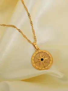 Unisex Eight-Point Star Element Necklace, Elegant Jewelry for All Seasons, Stainless Steel Heart Pattern, Men and Women