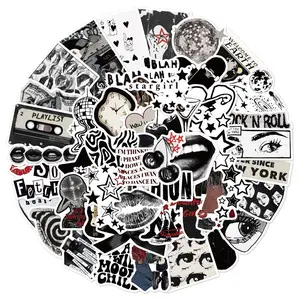Millennial Cyber Sticker Pack 50pcs - Neon Graffiti Graphic Decal Labels Stickers Guitar, Tech Gear & Scrapbooking (Retro-Futuristic Designs) DIY Sticker