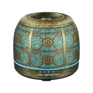 500ml metal essential oil diffuser, ultrasonic silent seven-color lamp adjustable aromatherapy machine, with timed humidifier, suitable for bedrooms, living rooms, offices