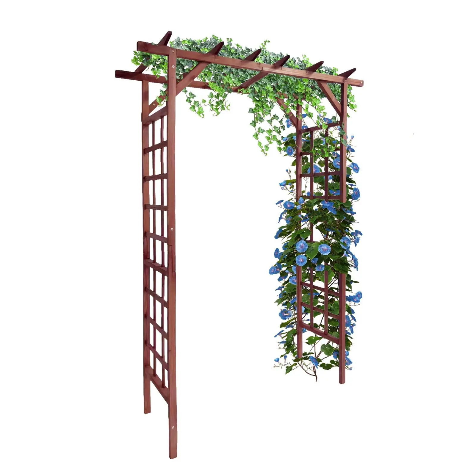 85 in Wooden Garden Arbor,Solid Fir Wood Trellis with Flat Top for Plant Climbing,Wedding Ceremony Decoration Pergola for Garden Backyard,Lawn,Teak