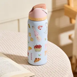 Owala 32oz Reusable French Picnic Print Insulated Water Bottle - Cozy Brunch Hydration, Portable Vacuum Flask, Indoor Insulation Drinkware Mug outdoorfun