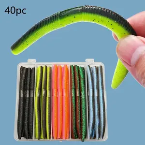 40-Piece Premium Senko Earthworm Fish Bait Kit, 14cm-10g Soft Plastic Lure Set for Freshwater & Saltwater Fishing Equipment, Saltwater Fishing Lures, Artificial Fishing Lure, Effective Bass & Trout Catch