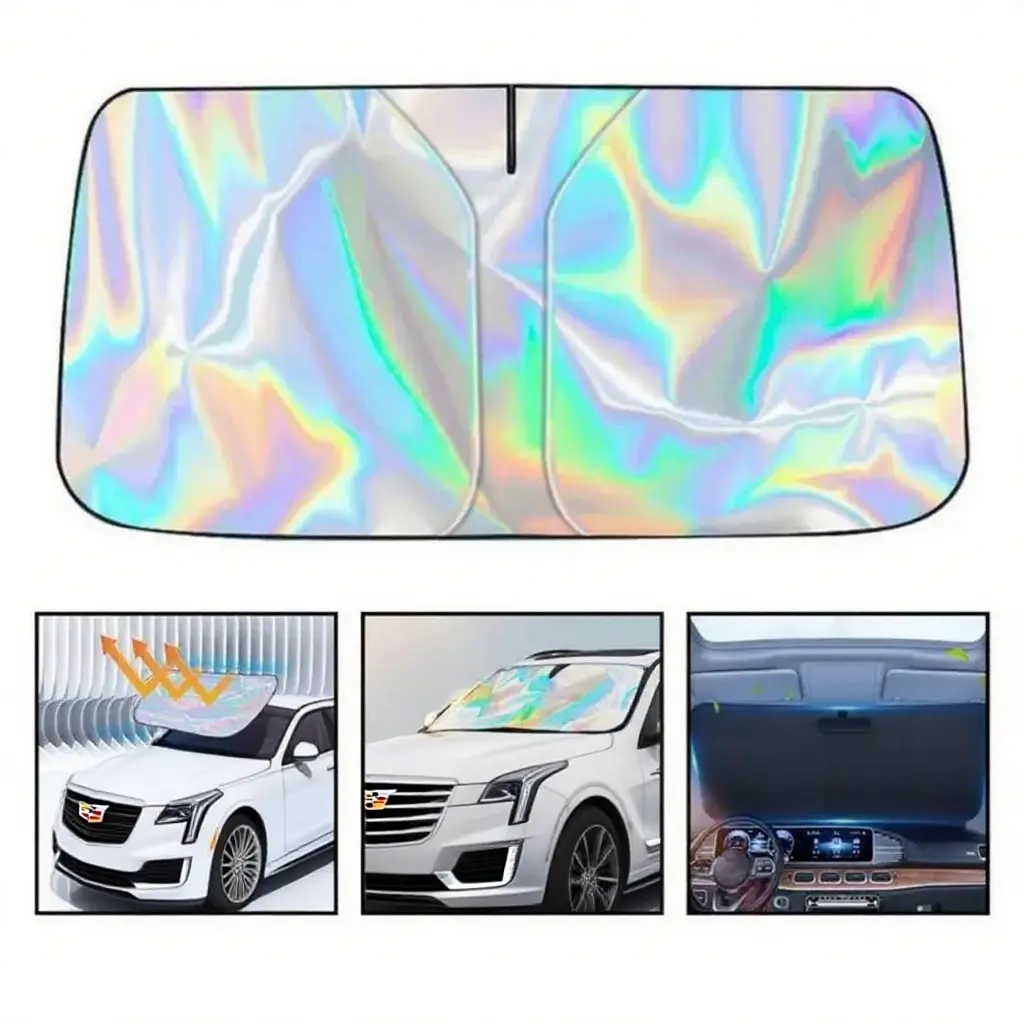 HYRORA Car Windshield Sunshade, Double-Layer 2X Heat Blocking Sun Visor Blocks  Heat & UV Rays, Foldable Universal Automotive Sun Shade Keeps Vehicle Interior Cool, Fits Cars, SUVs & Trucks, Medium 57 x 31.5 in Summer Car Accessories