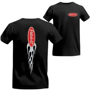 Peterbilt Flame T-Shirt, Bold Logo with Flame Graphic, Stylish Trucker Design Shirt for Truck Enthusiasts, Gift for Peterbilt Fans