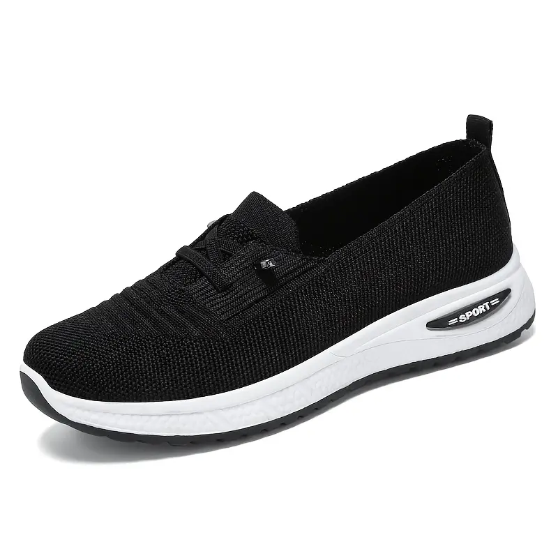 OFIREND Women's Low-Cut Knit Walking Shoes - Lightweight Wedge Athletic Slip-Ons, Non-Slip Breathable Casual Wear Shoes for Seniors, Athletic Slip On