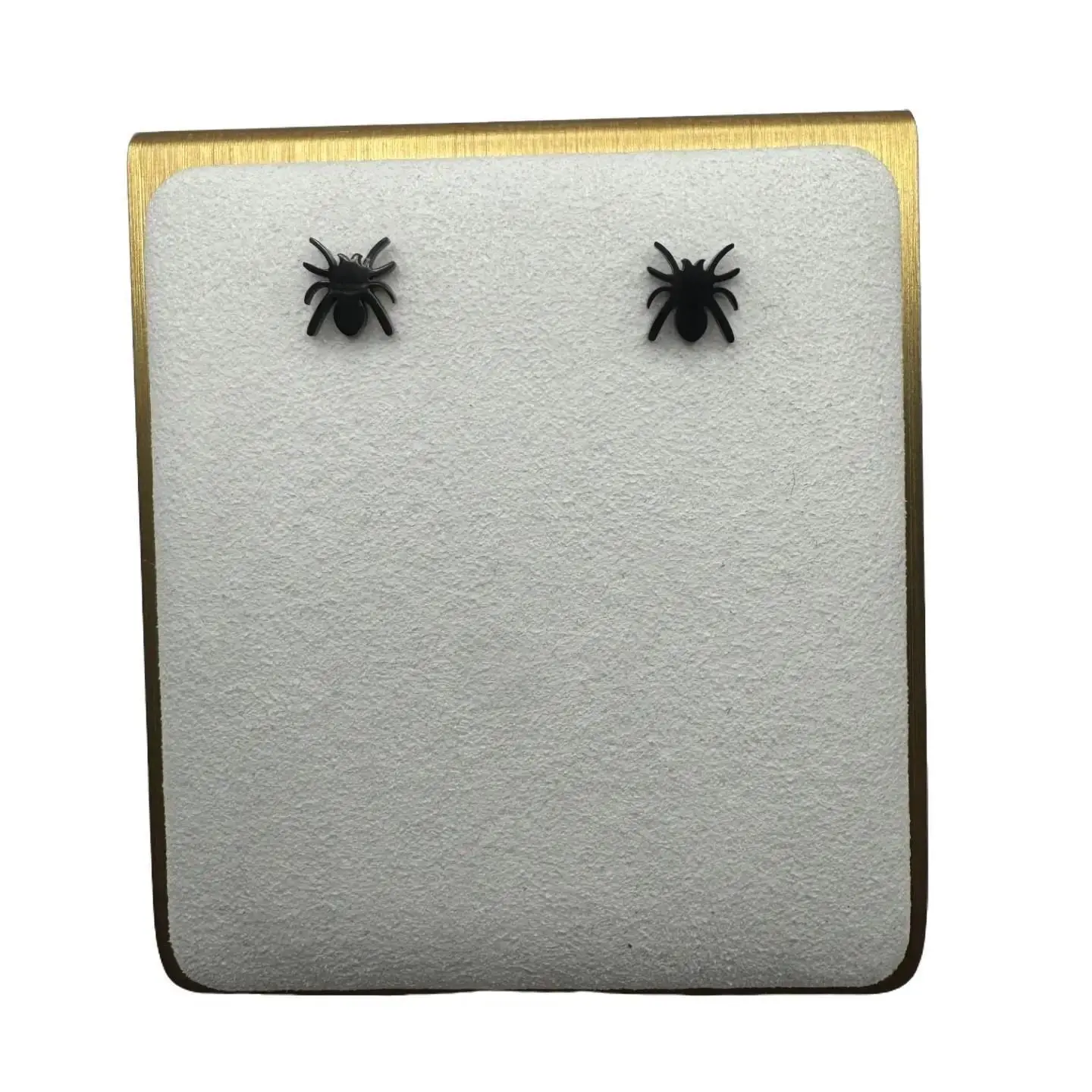 Spider Stainless Steel Post Earrings Jet Black Warm Gold Cool Silver Hypoallergenic Women's Halloween Ready Tarnish Resistant Jewelry 8MM X 9MM