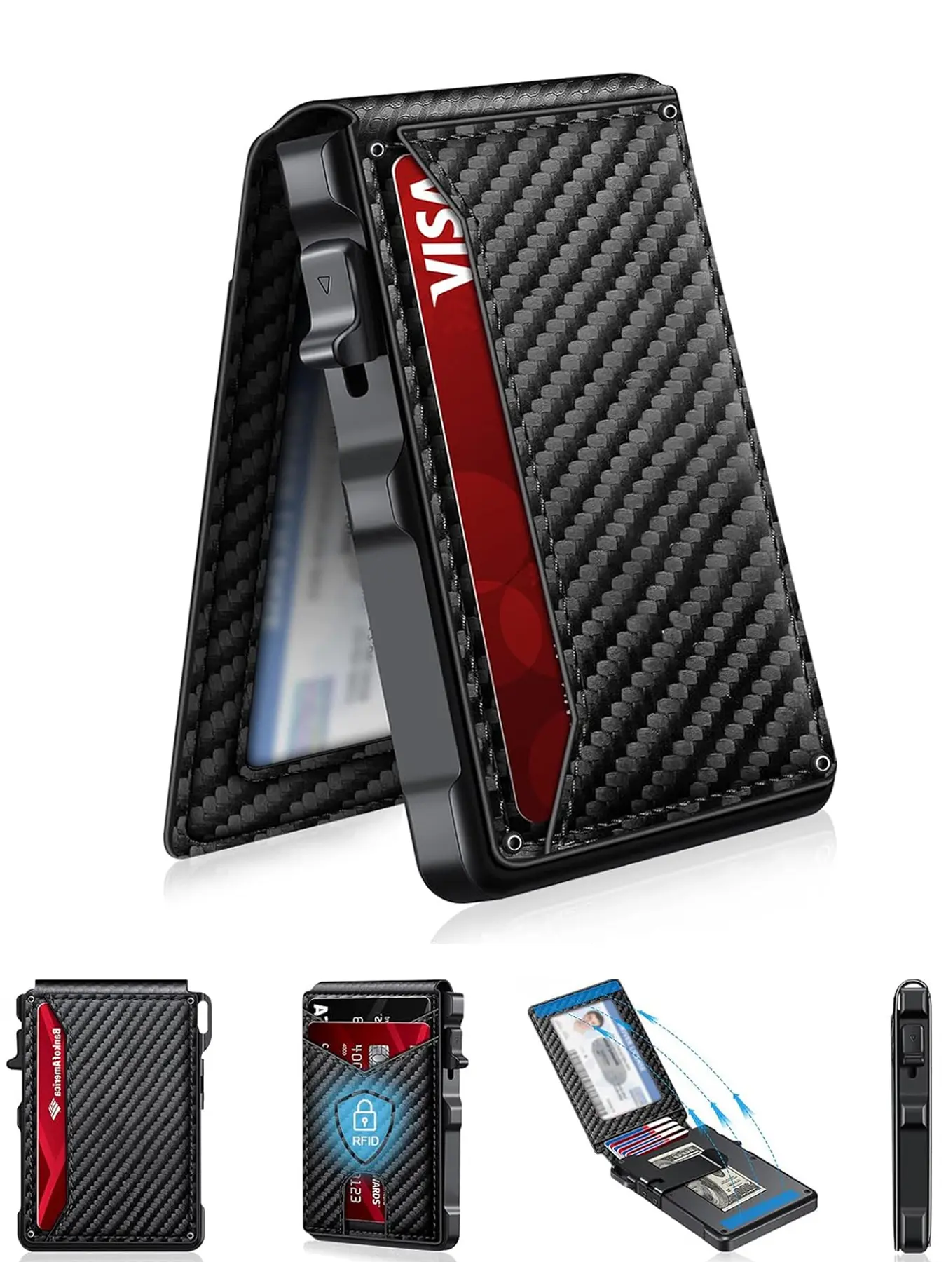 Men's Premium Aluminum Alloy Wallet - Press for Quick Pull Ejector, Removable Holder, Minimalist Metal Card Chamber, 1 ID Window Ready, Slim Summer-Use Men's Card & ID Case (Ideal for Gifting), Men's Wallet