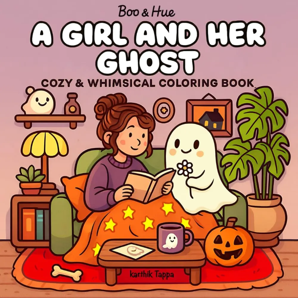 Boo & Hue: A Girl and Her Ghost: A Cozy & Whimsical Coloring Book for Adults & Teens: Featuring Whimsical Scenes of Friendship, Everyday Adventures