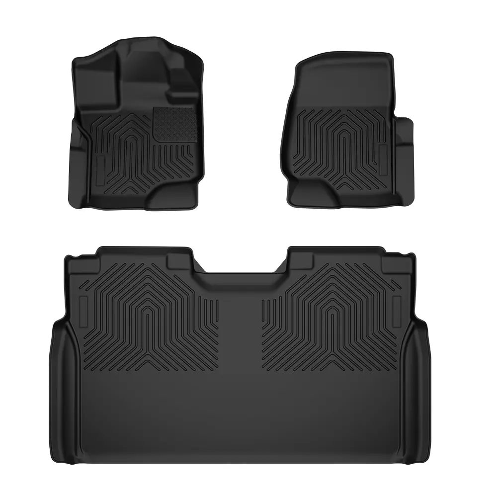 TPE Custom Weatherbeater Floor Mats, Black Anti-Slip Car Interior Accessory, Fits 2015-2024 Ford F150 Super Crew (94041), Truck Accessory Automotive, Spill Protection, Pre-Cut Shape