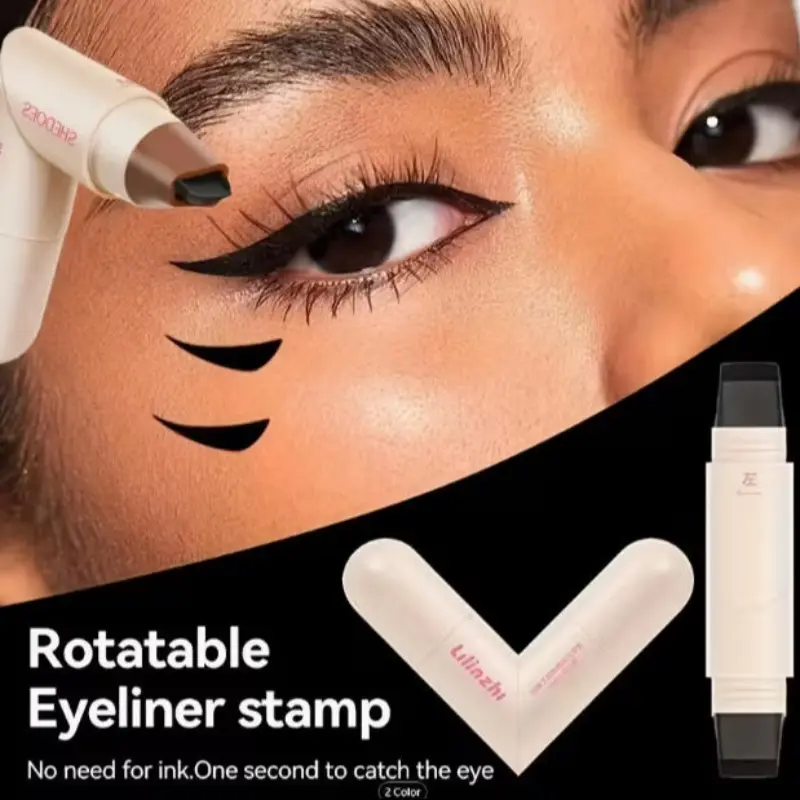 Rotatable Eyeliner Pen Dual-Ended Liquid Eyeliner No Ink Needed Quick Dry Waterproof Long-Lasting Makeup Beginner Friendly Graphic Liner