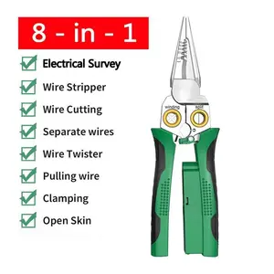 Fathers Day Gifts 8 in 1 Wire Stripper Twister for Cutting and Pulling Wires, Voltage Tester Pliers,Cable Scissors, 12V to 250V Live,Null,Hot Wire Judgment AC DC, Audible and Flashing LED Alarms Fathersdaygift