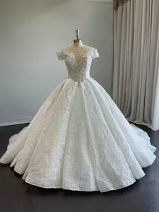 Beaded Linear Lace Ball Gown Wedding Dress | Mia