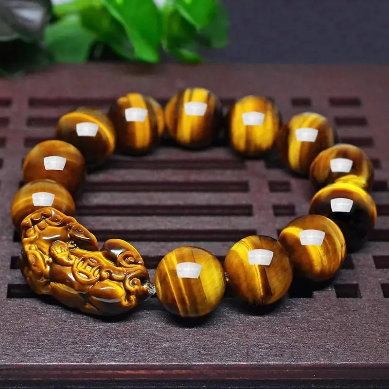FZ Tiger Eye Stone with Pixiu 14 cm