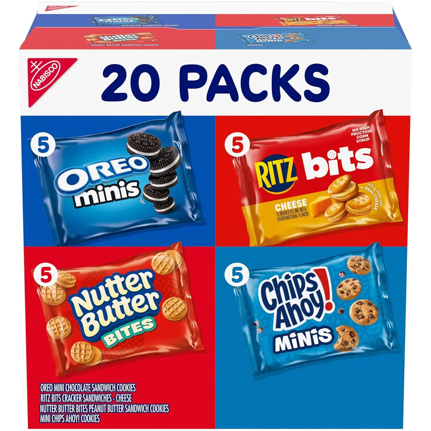 Nabisco Snacks Variety Pack, 4 Flavors, Cookies & Crackers, 20 Snack Packs