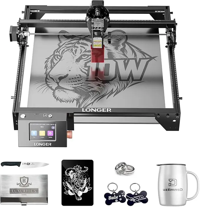 LONGER RAY5 Laser Engraver - Fully Upgraded 10W Output, 3.5-inch Color Touchscreen, App-Based Offline Control, Wi-Fi, TF Card, USB Cable - 400×400 mm Working Area, Ideal for Metal/Glass/Wood (Computers & Office Equipment, Office Printers & Scanners), Ray5