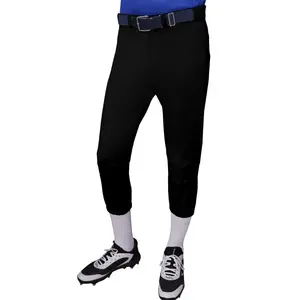 Exxact Sports Girls Softball Pants Knicker/Yoga Style Knee Length, 4-Way Stretch Low Rise Youth Softball Pants for Girls - (Black)