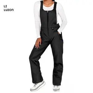 Women's Waterproof Snow Bibs, Sleeveless Adjustable Strap Ski Overalls Winter Insulated  Jumpsuit Ski Long Pants