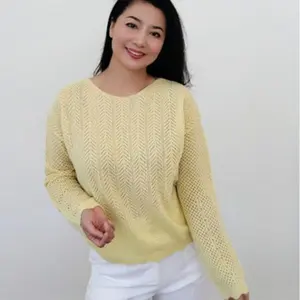 100%  Wool Yellow Soft Sweet Sweater