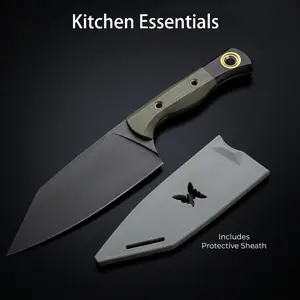Full Tang Full Edge Kitchen Knife Made of 9Cr18 Steel, Sharp Kitchen Knife with Ergonomic Handle, Suitable for Household Slicing, Dicing and Food Preparation