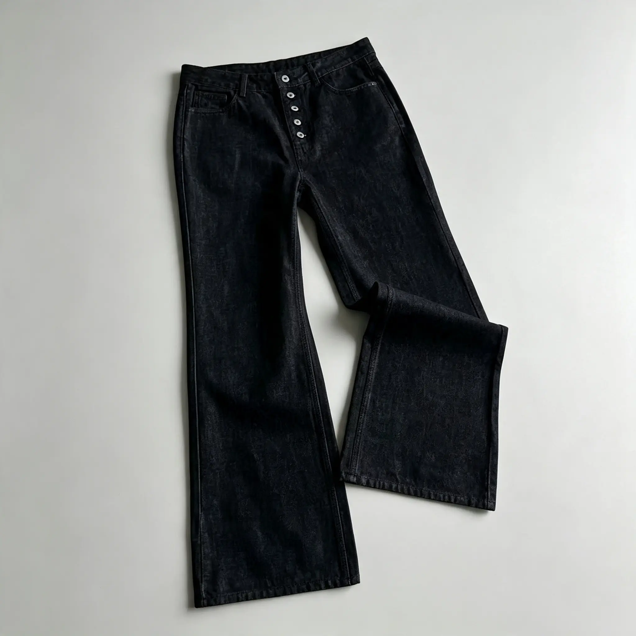 Men's  Flare Jeans, Vintage Washed High Rise Stretch Denim Pants, Y2K Streetwear Wide Leg Bootcut Denim Trousers for Men