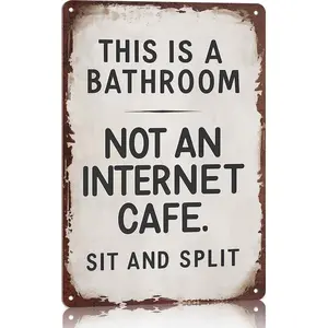 This Is a Bathroom Not an Internet Cafe 12x8 Inch Aluminum Metal Sign - Humorous Restroom Wall Decor for Home, Office, Bar, and Public Spaces - Funny Tin Sign Gift for Hosts & Business Owners
