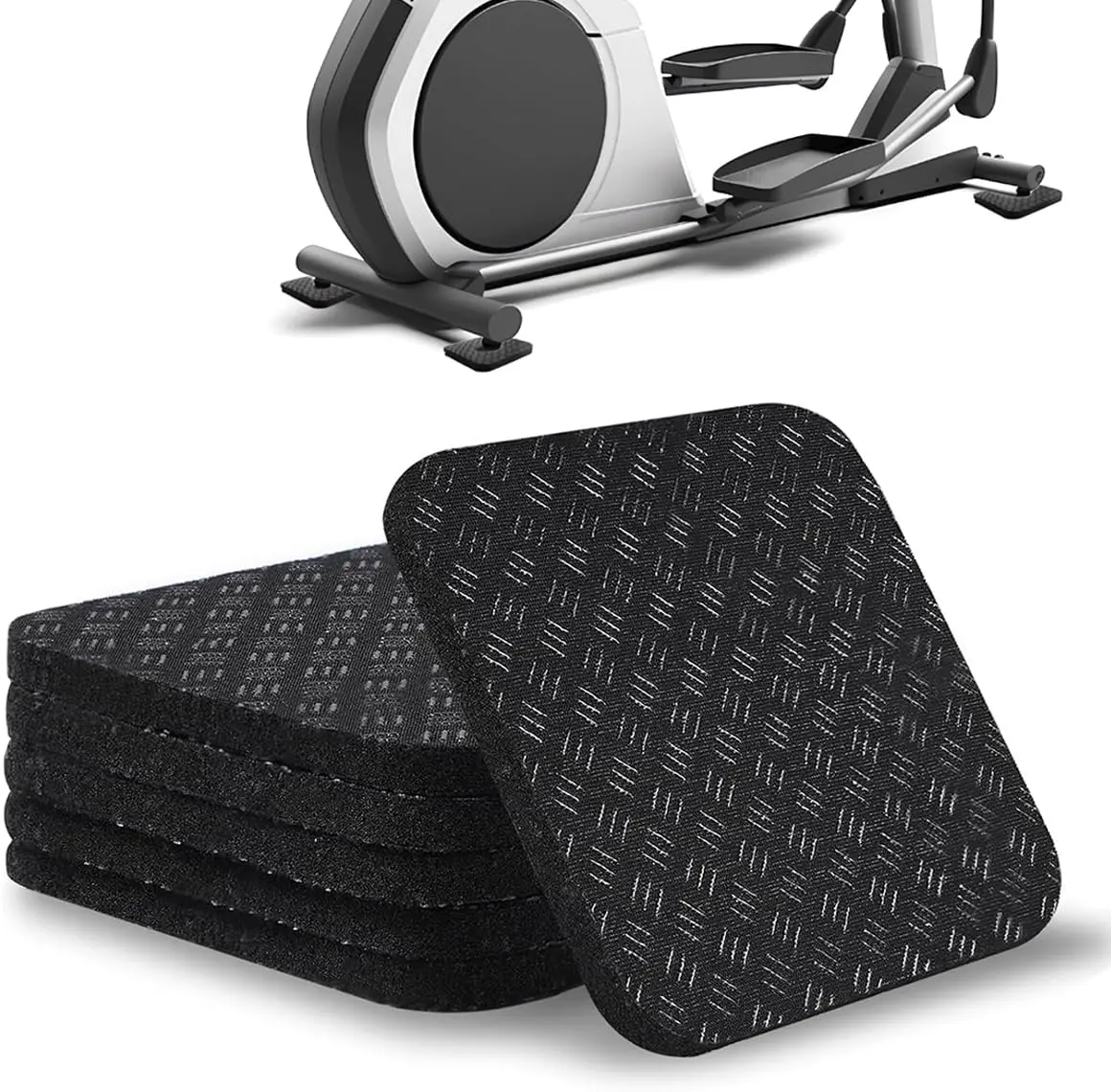 6PCS Treadmill Mats,High Density Equipment Pads 4 x 4 x 0.2 inch Double-Sided Non-Slip Exercise Equipment Mat for Floor Protection,Washing Machine Pads,Walking Pad,Exercise Bike,Home Gym etc.