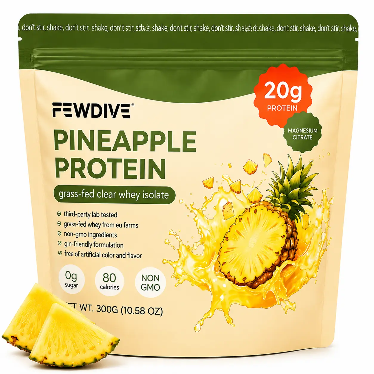 FEWDIVE Grass‑Fed Whey Protein Concentrate & Isolate Powder, Workout Protein Supplement to Support Fitness, Muscle Development & Toning (300g)
