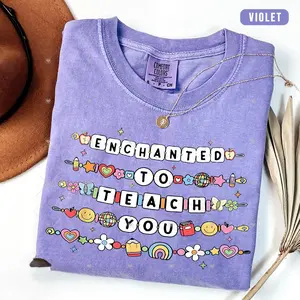 Comfort Colors Enchanted to Teach You Shirt for Teachers, Casual Round Neck Short Sleeve Fitted Top, 100% Cotton Fabric, Back to School Gift BCM27