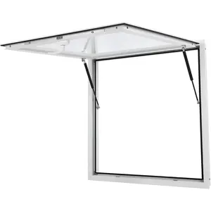 GARVEE 36" x 36" Concession Window, Hydraulic Lifting Support Food Truck Window, Aluminum Alloy Window with Awning Door, Open up to 85 Degrees, Truck Service Window for Food Truck