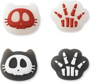 GeekShare Cute Silicone Joystick Caps Compatible with Switch 2 - Anti-Slip Thumb Grip Caps - Silicone Analog Cover Thumbstick Grips for Switch 2025 - Skull Cat